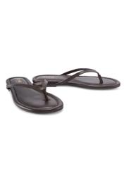 Women's dark brown leather flip-flops BUTYD-1271-1I(W26), diagonal product view on a white background.
