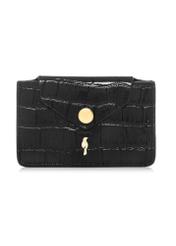 Small black leather women's wallet PORES-0890-9G(W26), front product view on white background.