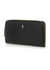 Large black women's wallet with embossing POREC-0350A-99(Z25) - diagonal view of the product on a white background.
