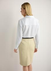 Women's white shirt KOSDT-0182-0A(W26), back view of the product on the model. Half of the silhouette visible.