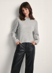 Women's gray sequined sweater SWEDT-0243-66(Z25), front view of the product on the model. Half of the silhouette visible.