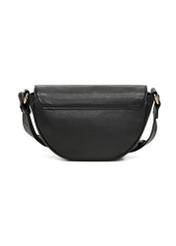 Black leather women's messenger bag TORES-1315-99(Z26) - product view from the back, on a white background.