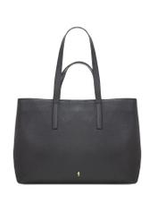 Black leather shopper bag TORES-1281-99(W26) - front product view, on white background.