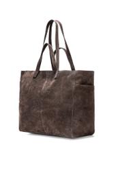 Brown suede women's bag TORES-1187-89(Z25), diagonal product view on white background.