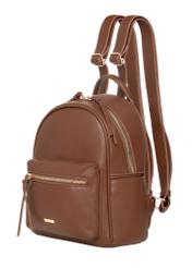 Light brown small women's backpack TOREC-1256-1G(Z26), diagonal product view on white background.