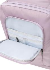 Pink backpack PLCMN-0014A-31(Z25), close-up of the open product pocket, viewed against a white background.