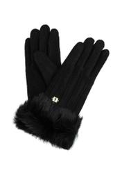 Black women's wool gloves REKDF-0031A-99(Z25) - product view from above on a white background.