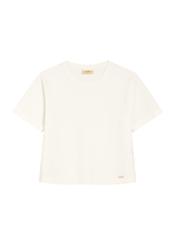 Women's cotton cream T-shirt TSHDT-0138-0B(W26), front product view on white background.