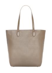 Leather shopper bag in cool beige color TORES-1312-1K(Z26). Back view on white background.