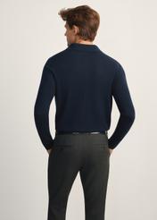 Navy blue men's wool and silk sweater SWEMT-0184-68(Z25), product view from the back on the model, half of the silhouette visible.