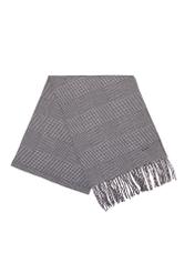 Gray men's checkered scarf SZAMT-0081A-98(Z25) - front top view of the product on a white background.