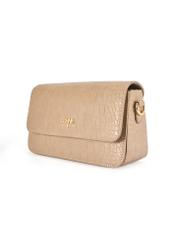 Small beige women's croco handbag TOREC-1171-1B(W26) - diagonal product view, on a white background.