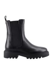 Women's black leather Chelsea boots BUTYD-1287-99(Z26), side view of the product on a white background.