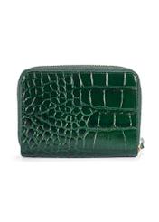 Dark green croco women's wallet PORES-0951-51(W25) - product view from the back on white background.