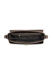 Small semi-circular brown women's messenger bag TOREC-1390-1H(Z26), product view inside on white background.