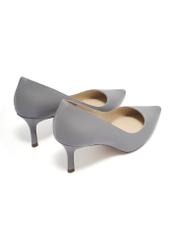 Women's gray leather pumps BUTYD-1031A-9B(Z26), product view from the back on a white background.