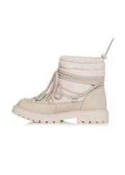 Short beige leather snow boots for women BUTYD-1016-80(Z24)-03