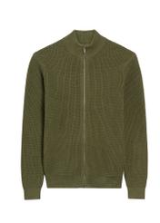 Men's khaki sweater with zipper SWEMT-0176-55(Z25), front product view on white background.