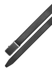 Men's black leather belt PASMS-0276-99(W26), top view of the product on a white background.