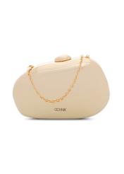 Gold oval small women's handbag TOREC-1211-2X(W26) - front product view, on white background.