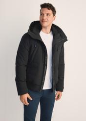 Black men's winter jacket KURMT-0273-99(Z25) - front product view on the model, on a white background.