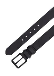 Black men's leather belt PASMS-0287-99(Z26), view of the buckle against a white background.