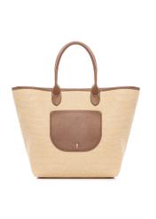 Large women's straw handbag TOREC-1229-1E(W26), front product view, on white background.