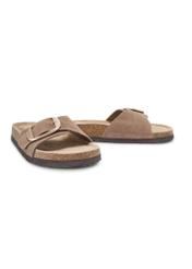 Women's leather mules in camel color BUTYD-1157-1D(W26), diagonal product view on a white background.