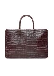 Burgundy croco leather laptop bag TORES-1321-4D(Z26). Back view on white background.