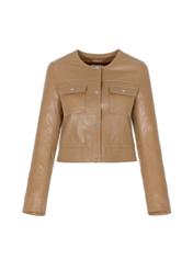 Women's caramel leather jacket KURDS-0346-5607(W22)-03