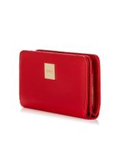 Red women's wallet with logo POREC-0362-4A(W26), diagonal product view on white background.