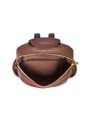 Brown women's imitation leather backpack TOREC-1246-1H(Z26) - product view from above, on a white background.