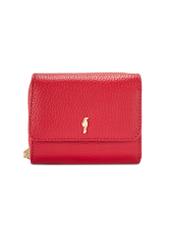 Small red leather women's wallet PORES-0802R-4B(W26), front product view on white background.