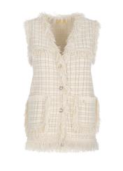 Women's cream check vest KAMDT-0022-12(Z22)-07