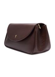 Classic brown leather women's handbag TORES-1371-1H(Z26). Side view, diagonal, on a white background.