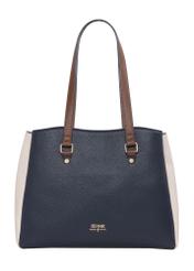 Navy blue women's shopper bag TOREC-1260-7E(Z26), front product view on a light background.