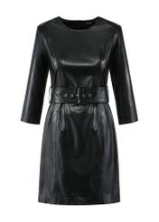 Black leather short dress SUKDS-0051-5339(W25)-06