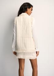 Women's cream check vest KAMDT-0022-12(Z22)-03