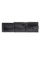 Black medium men's leather wallet PORMS-0639-99(W25) - inside view on white background.