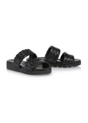 Black leather platform flip-flops BUTYD-1063-99(W24)-02