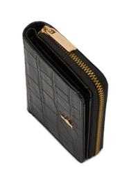 Black women's croco wallet PORES-0888B-99(Z25), close-up of the product detail, view on a white background.
