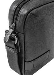 Black leather men's pouch TORMS-0439B-99(Z25) - close-up detail on white background.