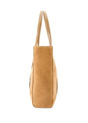 Beige suede women's shopper bag TORES-1248-1B(W26), product view from the side on a white background.