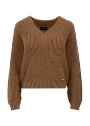 Camel women's V-neck sweater SWEDT-0162-24(Z23)-04