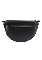 Black semi-circular women's messenger bag TOREC-1184-99(W26) - product view from the back, on a white background.