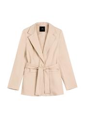 Beige women's blazer with belt ZAKDT-0030-1B(W26), front product view on white background.