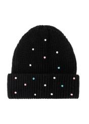 Black women's wool hat CZADT-0207-99(Z25), front product view on white background.