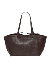 Brown shopper bag with bows TOREC-1378-1H(Z26), back view of the product on a white background.