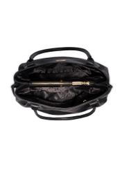 Black leather shopper bag TORES-1360-9I(Z26) - product view from above, on a white background.