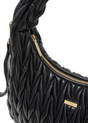 Black women's shoulder bag TOREC-1101-99(Z25), close-up of the logo on a white background.